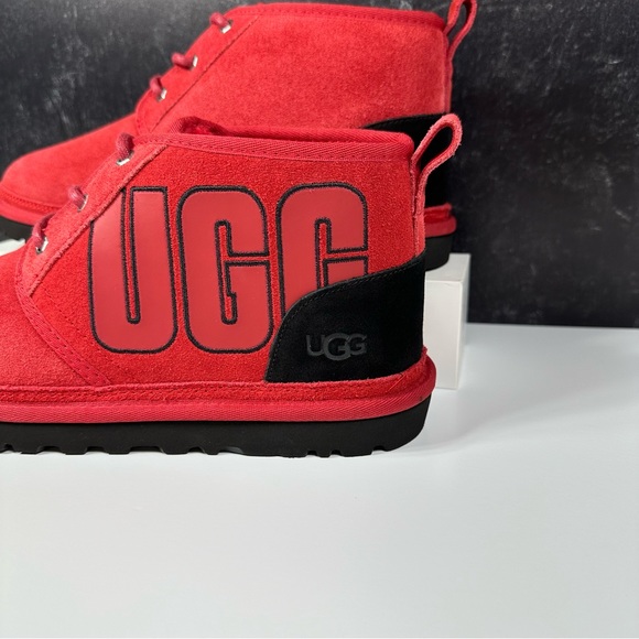 UGG NEUMEL GRAPHIC OUTLINE MENS CHUKKA BOOTS SIZE 11 SUEDE WOOL RED BLACK NEW - Picture 9 of 10